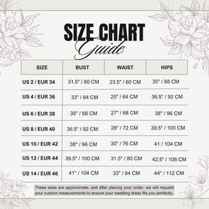 the size chart for a women's dress