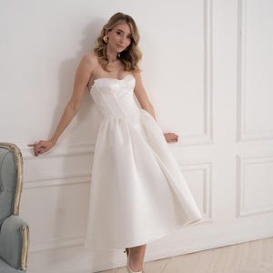Strapless Dropped Waist Tea Length Gown - Etsy