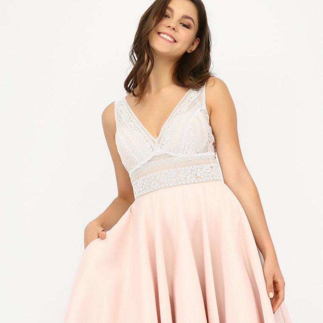 Pink Lace Bridal Shower Dress Aline Cocktail Gown Etsy — free download
