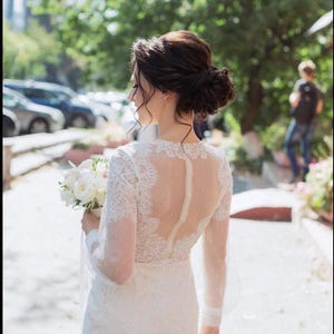 50s wedding dress, lace tea length bridal gown, cocktail or prom midi dress image 5