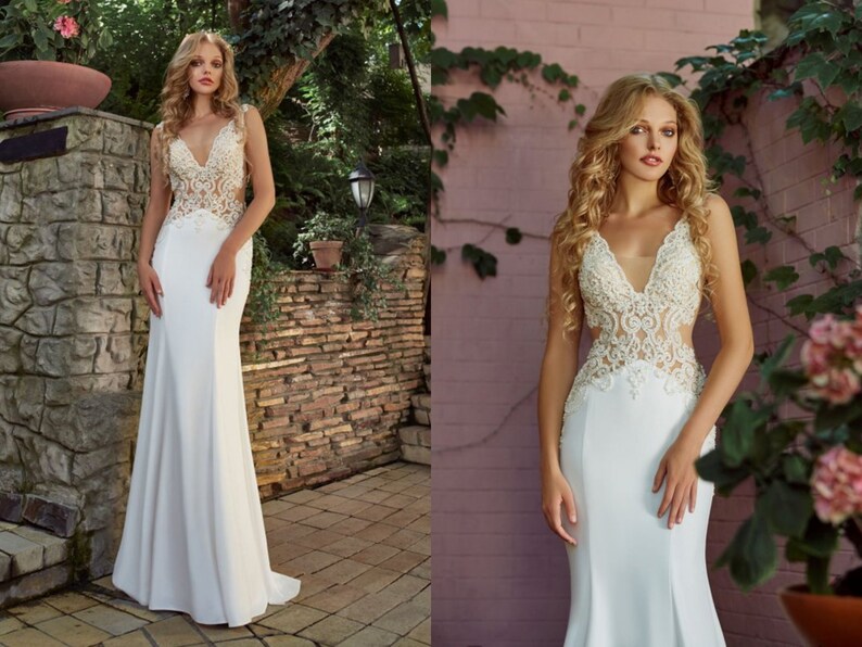 Delicate Wedding Gown Beach Summer Wedding Lace Boho Bridal Etsy