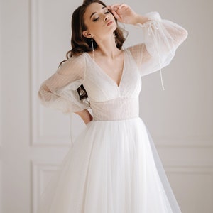 midi tulle wedding dress