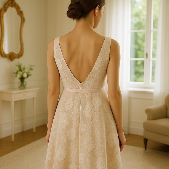 1950s bridesmaid dresses for sale wedding dress, lace A line bridal gown, sleeveless floral prom dress, tea length satin cocktail dress Ball gown