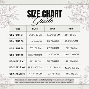 the size chart for a women's dress