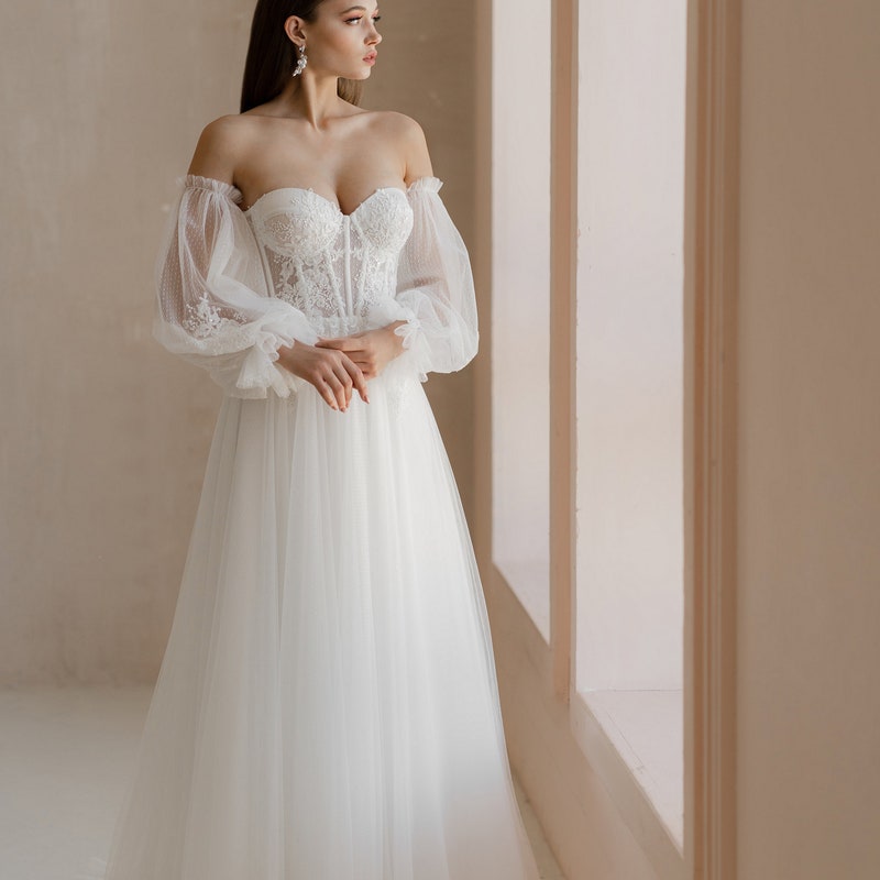 Boho Corset Wedding Dress - Etsy