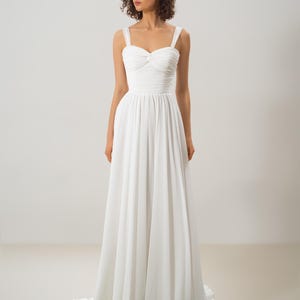 Minimalist wedding dress, A-line civil dress, beach bridal gown, reception wedding dress