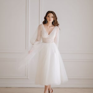 midi tulle wedding dress