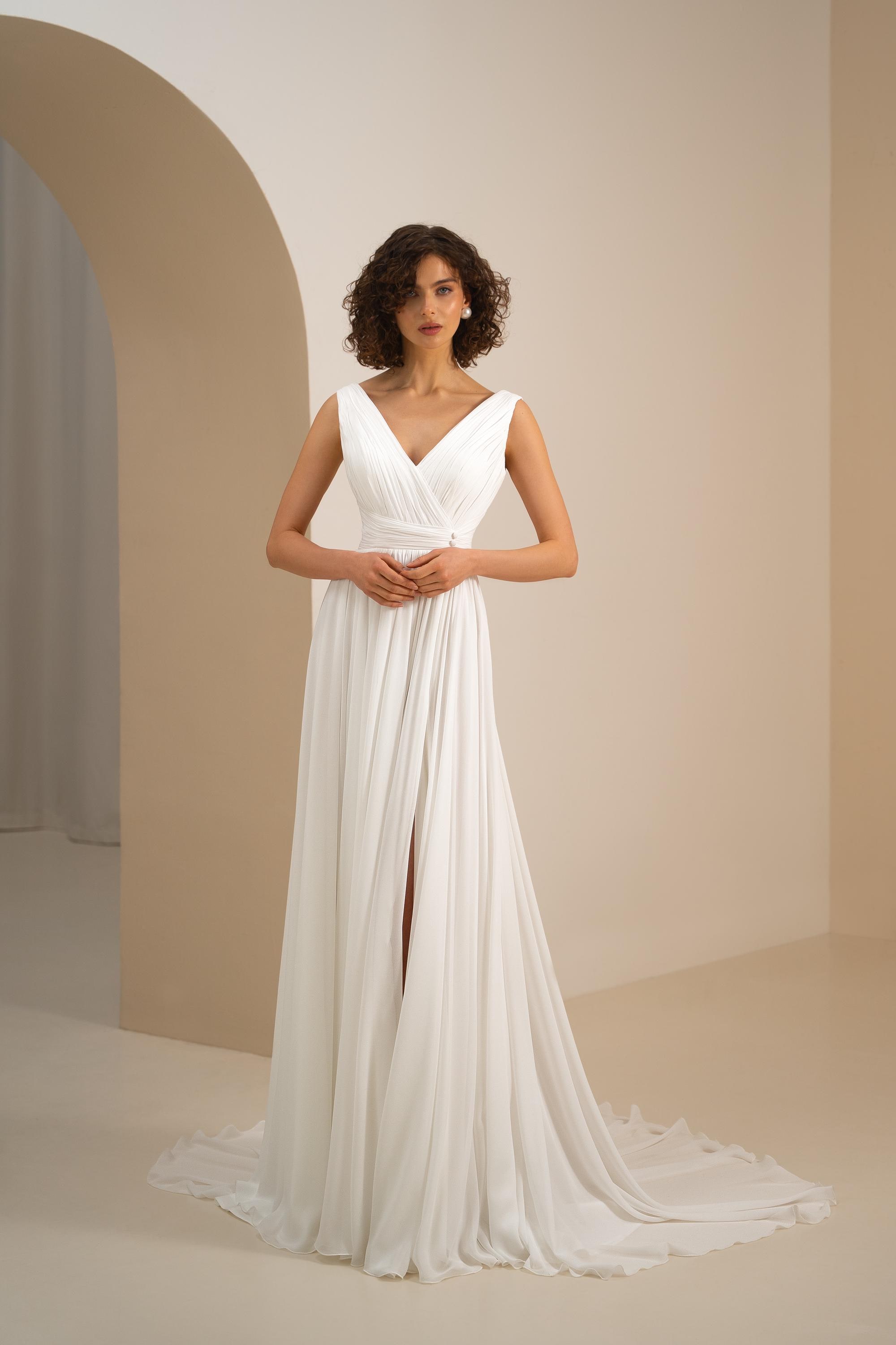 Romantic Chiffon Wedding Dress: A-Line V-Neck Gown Romantic Chiffon Wedding Dress: A-Line V-Neck Gown