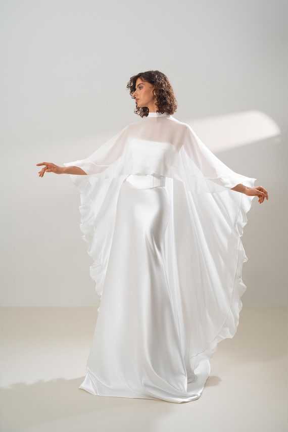 satin cape wedding dress Bridal Cape Ivory Crepe XS/S Rio Cape by Grace Loves Lace