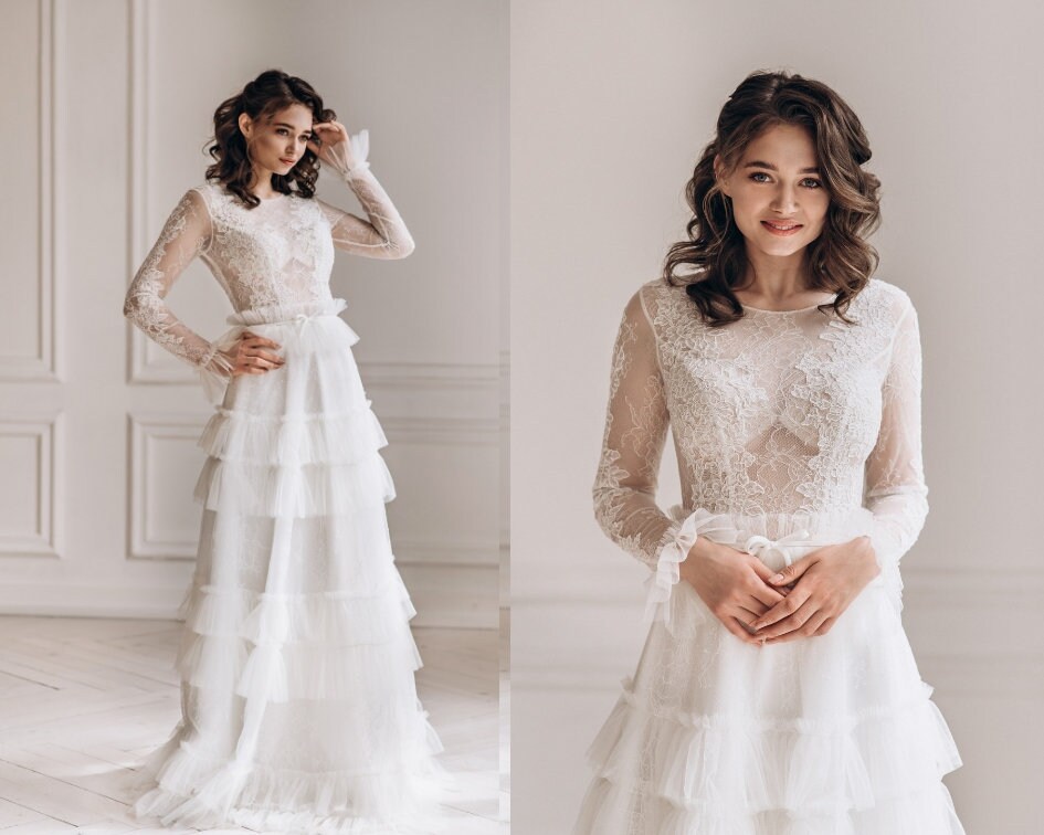 70s lace wedding dress
