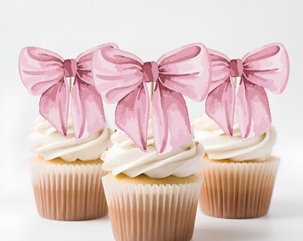 Tied the Knot Bow Cupcake Topper Cake Topper Girly Bow Bridal Shower Cupcake Topper Bow Coquette Cupcake Charm Coquette