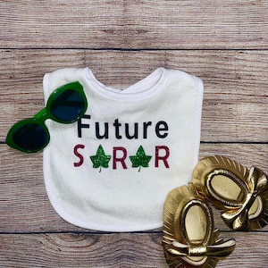 Future Soror Bib| Ivy soror bib | pink and green bib| 1908 bib| Pretty girl baby bib