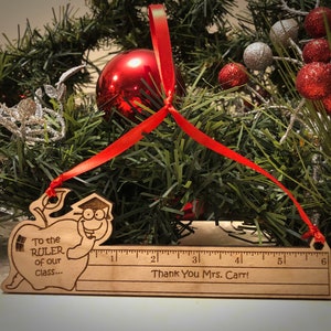 Christmas Ornament - Teacher Gift - Ruler Wood