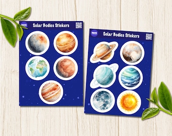 Stickers: Water Resistant Solar Bodies/Planets Set