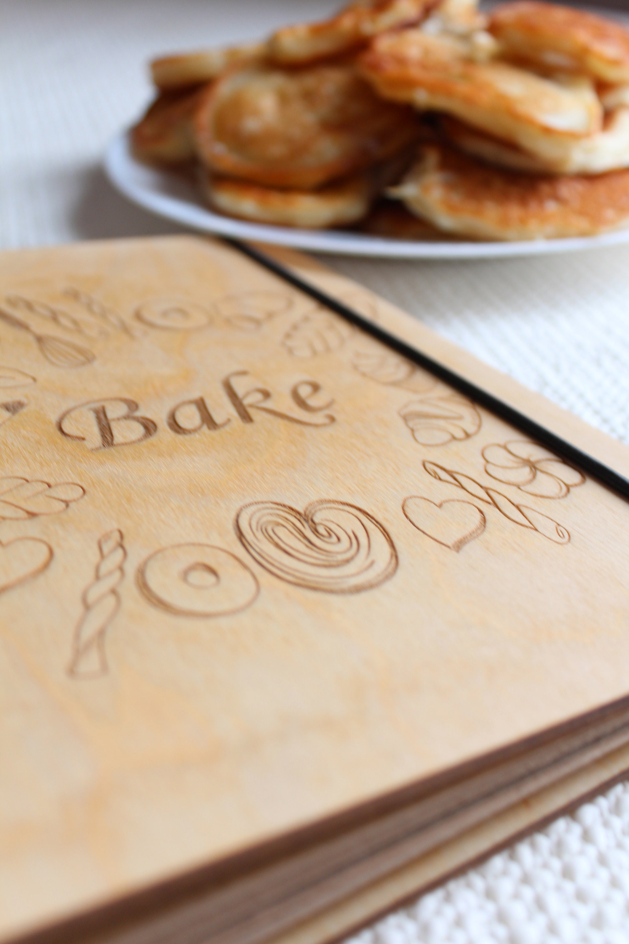 Recipe Book Cookbook Wooden Cover Notebook Blank Notebook