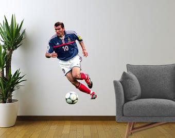 Zinedine Zidane Soccer Player Wall Decal – Life-Size Cutout Removable Vinyl Sticker for Home, Man Cave, Gym, Sports Room Decor – Sports Gift