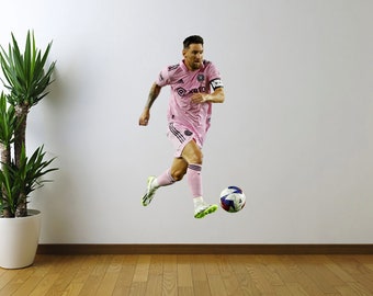 Pegatina de pared de Lionel Messi, calcomanía de fútbol del Inter Miami, calcomanía de pared estilo Futbol Fathead, regalo de fútbol para niños, regalos de fútbol, decoración de Messi