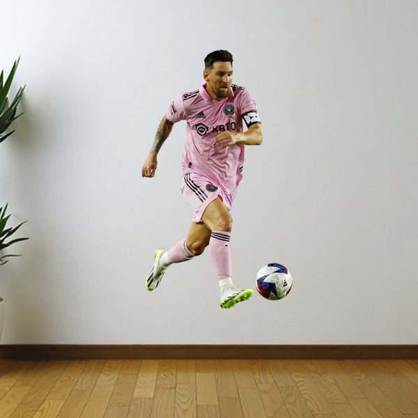 Lionel Messi Wall Sticker, Inter Miami Soccer Decal, Futbol Fathead Style Wall Decal, Soccer Gift for Boys, Soccer Gifts, Messi Decor