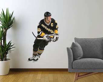 Mario Lemieux Wandaufkleber, Aufkleber Pinguine, Fathead Style Kinderzimmerdekor, Wandkunst Wohnzimmer, Sportgeschenk, Hockey Dekor