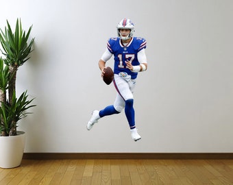 Josh Allen Inspired Football Player Wall Decal – Action Sports Wall Art Sticker for Bedroom, Game Room, Teen Decor