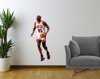 Dennis Rodman Basketball Player Wall Decal - Life-Size Cutout Removable Vinyl Sticker for Home, Man Cave, Gym, Sports Room Decor - Gift