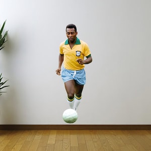 Calcomanía de pared estilo Futbol Fathead, Pelé, Brasil