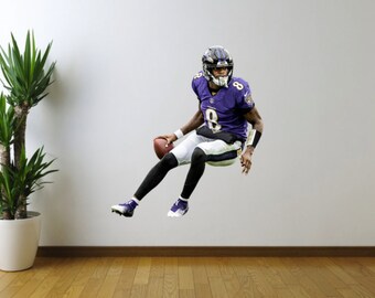 Lamar Jackson Football Player Wandtattoo - Action Sport Wandsticker für Schlafzimmer, Spielzimmer, Teen Dekor