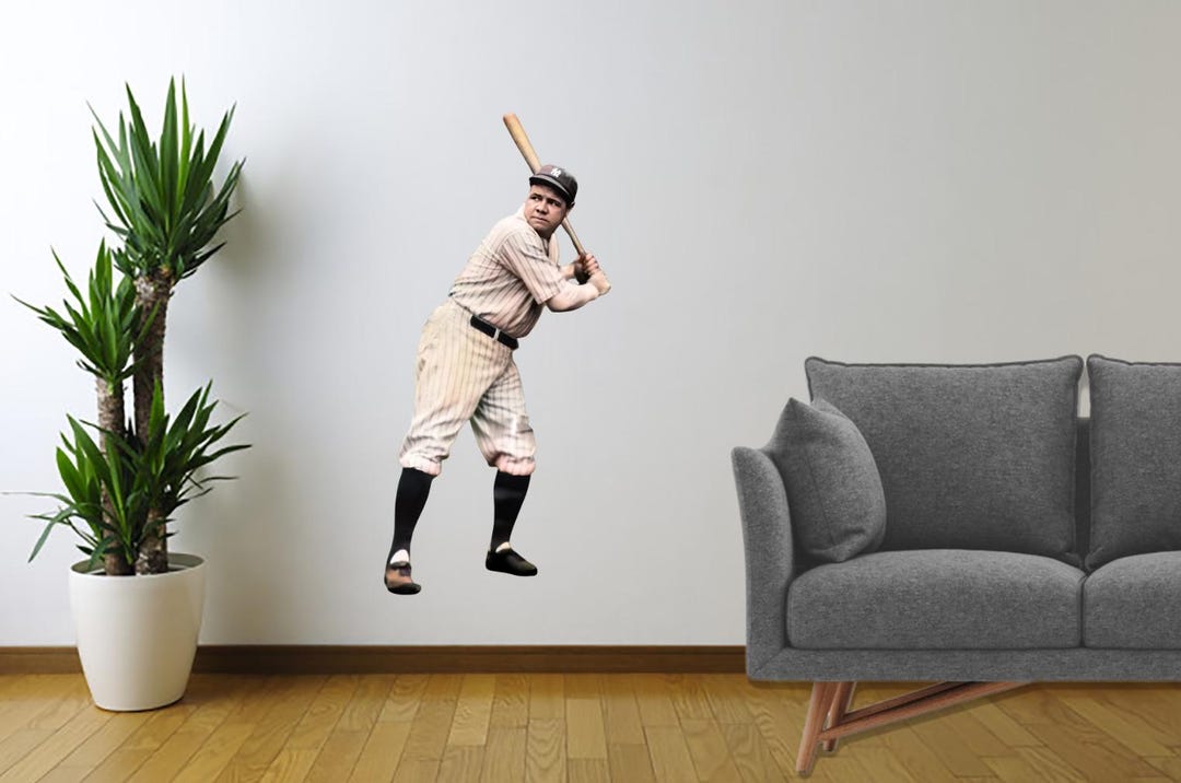 Babe Ruth Baseball Wall Decal | Vintage Sports Mural Sticker | Classic ...