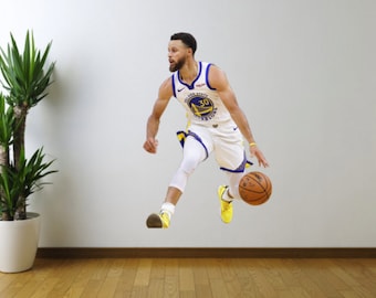 Sticker mural joueur de basket inspiré de Steph Curry – Sticker art mural sports d'action pour chambre à coucher, décoration de salle de jeux