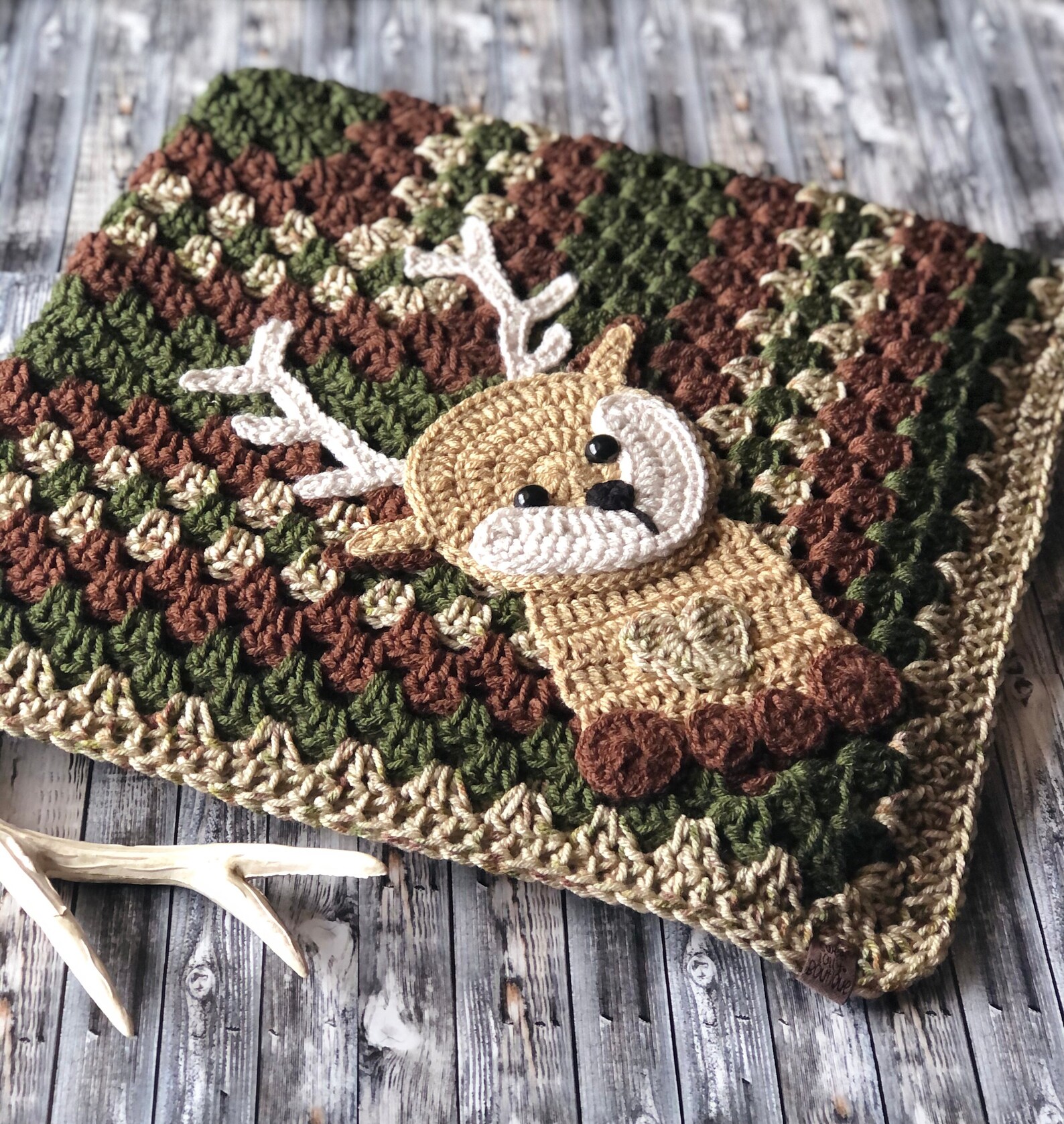 Custom Made to Order Crochet Deer Baby Blanket Afghan Granny Etsy