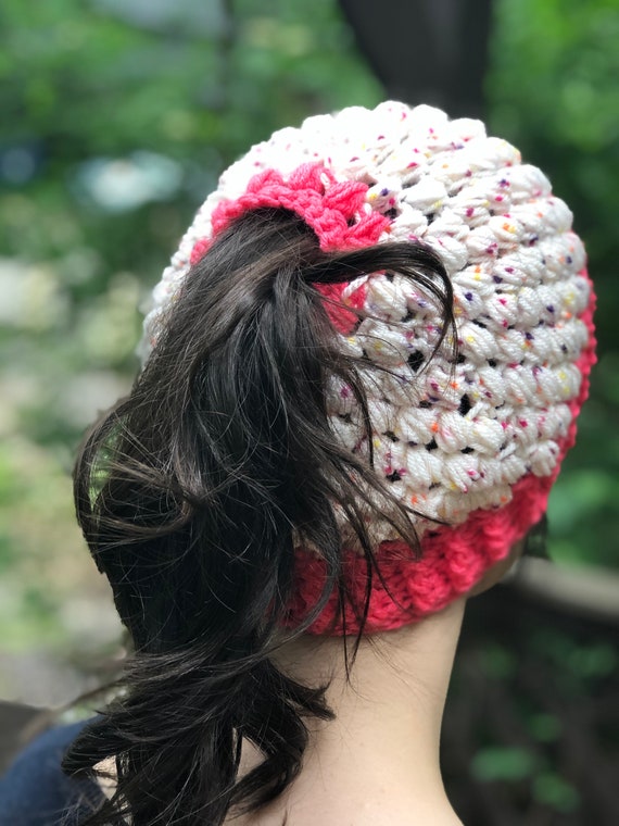 Ready To Ship Cupcake Confetti Messy Bun Beanie Etsy