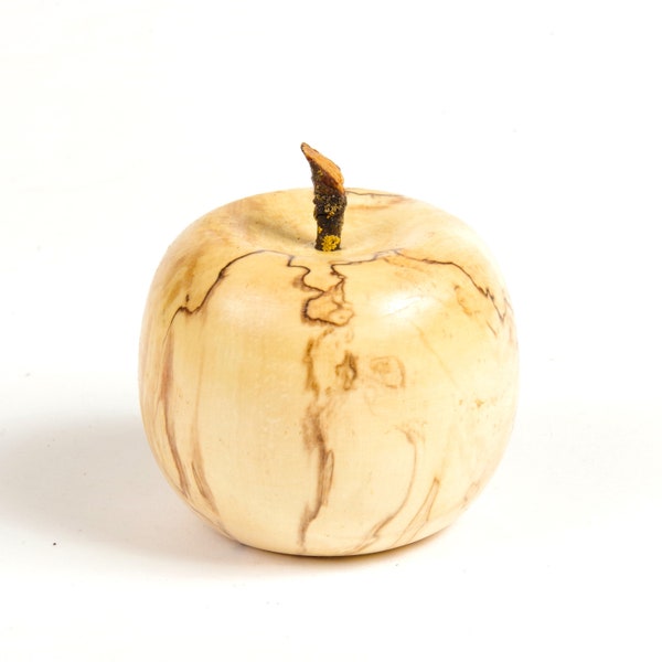 Holz-Apfel gedrechselt aus Birkenholz gestockt Deko