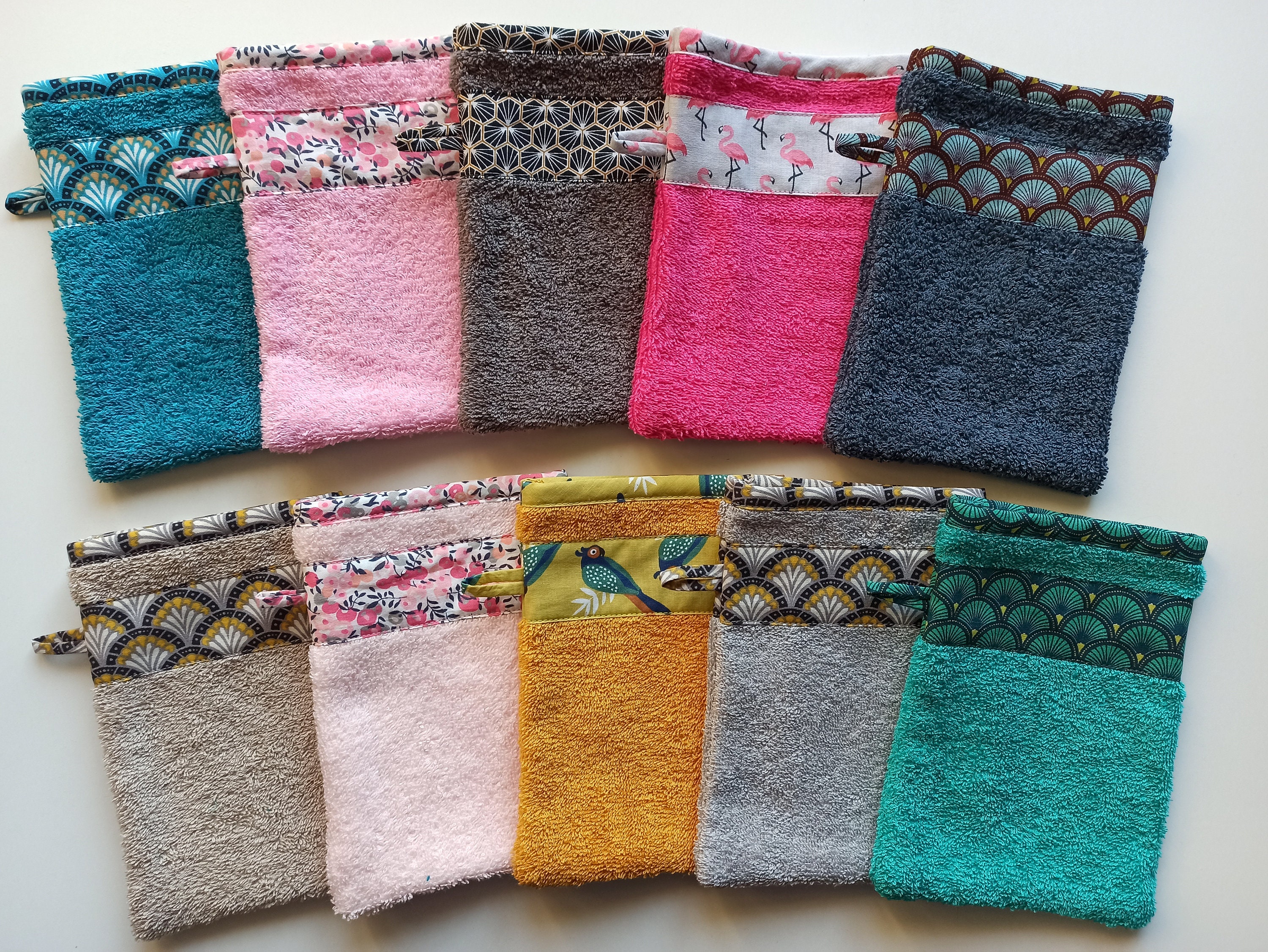 Gant Douche, Gant de Toilette Zéro Déchets/Coton Éponge