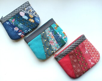 Pochette Trousse Plate en Suédine et Patchwork