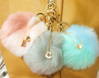 Handmade Colorful Pom Pom Ball Handbag Charms Keychain Key Rings
