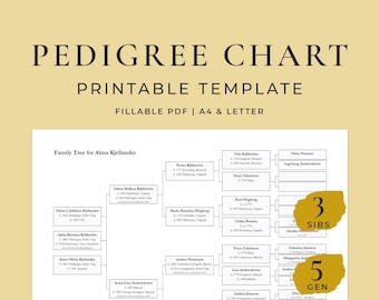 Family Tree Chart 5 Generations Fillable Pdf Etsy