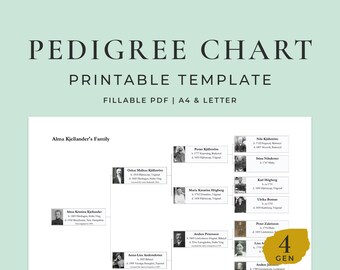 Family Tree Chart 5 Generations Fillable Pdf Etsy