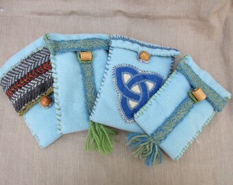 Viking saxon dark age and medieval re-enactment or LARP wool padded belt bag for mobile phone cell