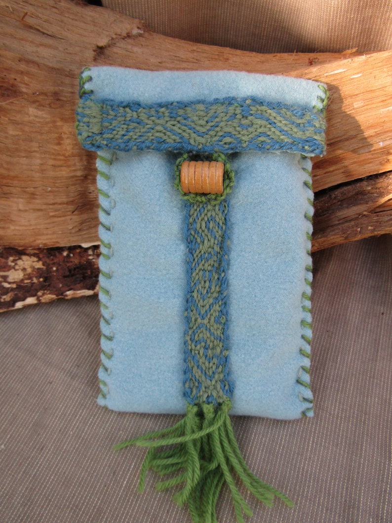 Viking saxon dark age and medieval re-enactment or LARP wool padded belt bag for mobile phone cell