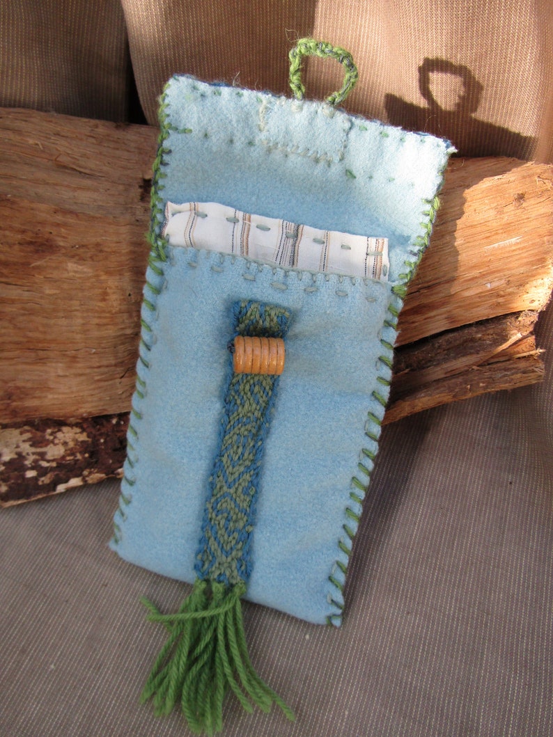 Viking saxon dark age and medieval re-enactment or LARP wool padded belt bag for mobile phone cell