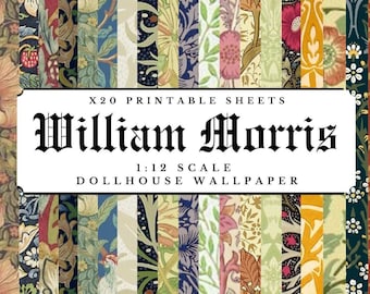 William Morris Dollhouse 1:12 Scale Wallpaper x 20 A4 Printable Digital Download Sheets | Antique Victorian Craft Papers