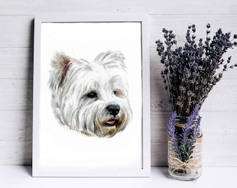 Impression aquarelle chien Westie, impression d'art West Highland Terrier, art mural chien, cadeaux pour les amoureux des chiens, propriétaires de Westie, peinture traditionnelle