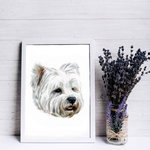 Westie Dog Watercolour Print, West Highland Terrier Art Print, Dog Wall Art, Gifts for Dog Lovers, Westie Owners, Traditional Painting