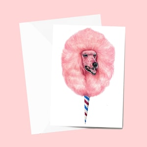 Caniche Candy Floss Dog Carte d’anniversaire, Standard Caniche Funny Cotton Candy Cute Birthday Celebration Card, Dog Lover Greeting Card