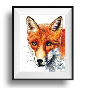 Wild Red Fox Print, Fox Watercolor Painting Print, Autumnal Orange Fox Watercolour Fine Art, Wildlife Animal Wall Art Decor, Fox Nursery Art