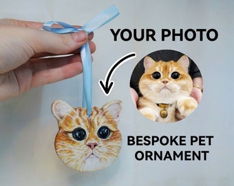Custom Cat Ceramic Bauble | Bespoke Hand-Painted Personalised Festive Pet Ornament | Cat Christmas Tree Decorations | Cat Christmas Gifts