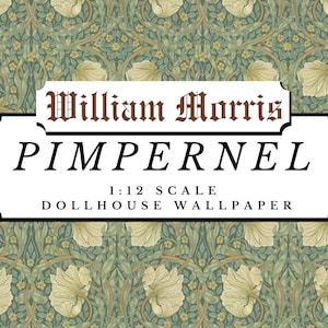 Pimpernel (Green) William Morris Dollhouse 1:12 Scale Miniature Wallpaper Digital Download Sheets | Antique Victorian Scrapbook Paper