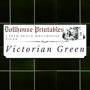 Victorian Olive Green Tiles Dollhouse 1:12th Scale | Realistic 3d Kitchen / Bathroom Tiled Wallpaper | Printable Digital Paper Download