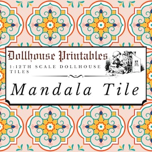 Piastrelle per case delle bambole Mandala scala 1:12 / Piastrelle marocchine in miniatura Carta da parati / Carta stampabile Download digitale pdf