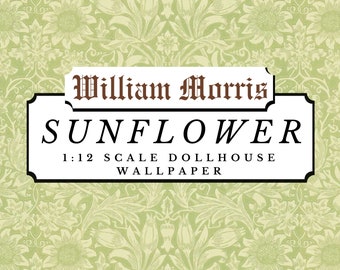 Sunflower William Morris Dollhouse 1:12 Scale Wallpaper Digital Download Sheets | Two Tone Antique Victorian Miniature Scrapbook Paper